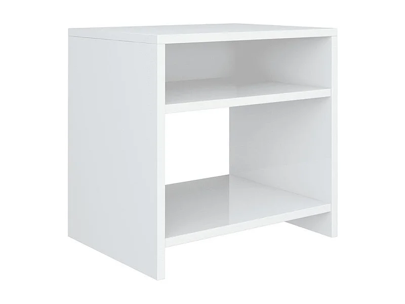 Table de chevet 2 étagères bois blanc brillant Fefi