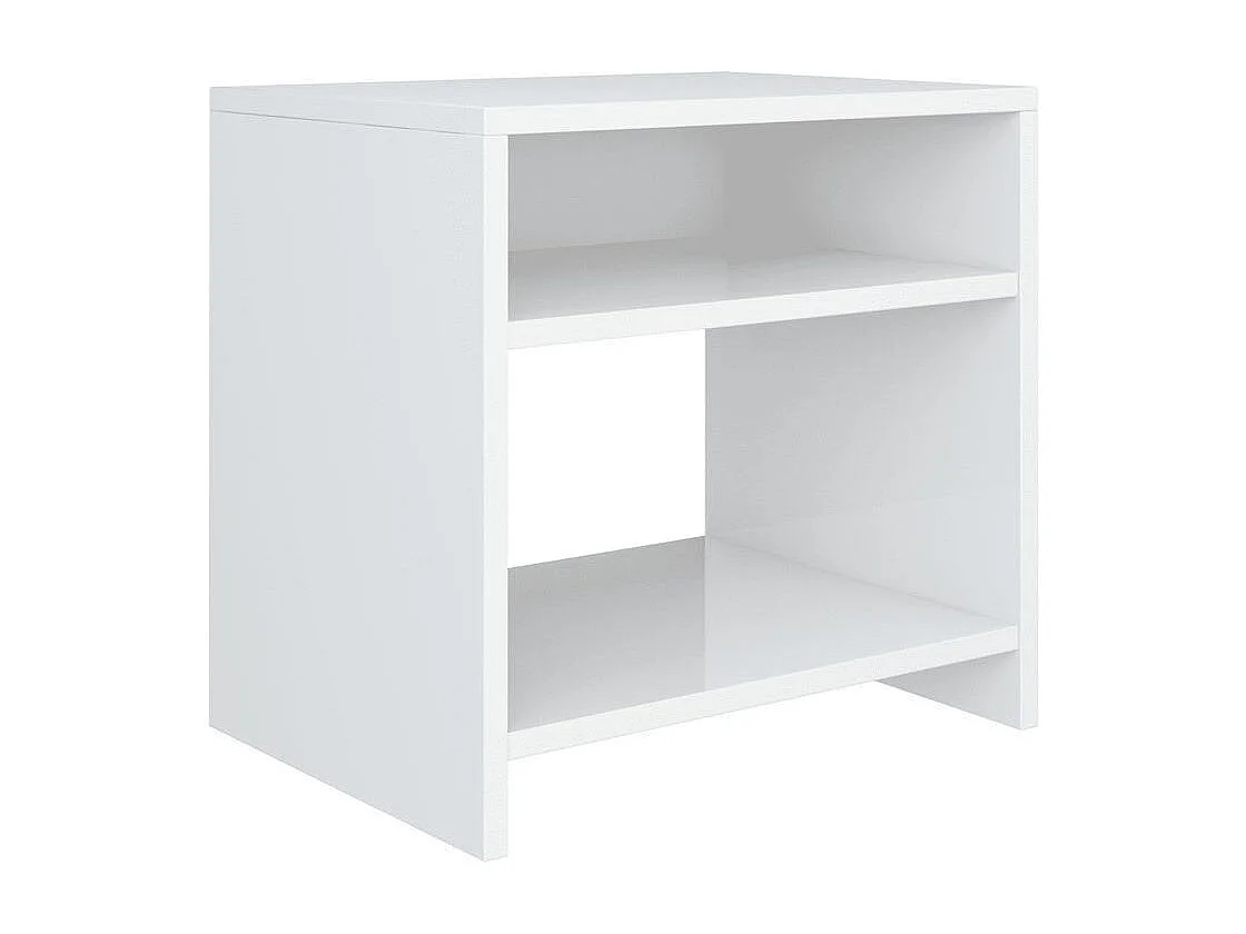 Table de chevet 2 étagères bois blanc brillant Fefi