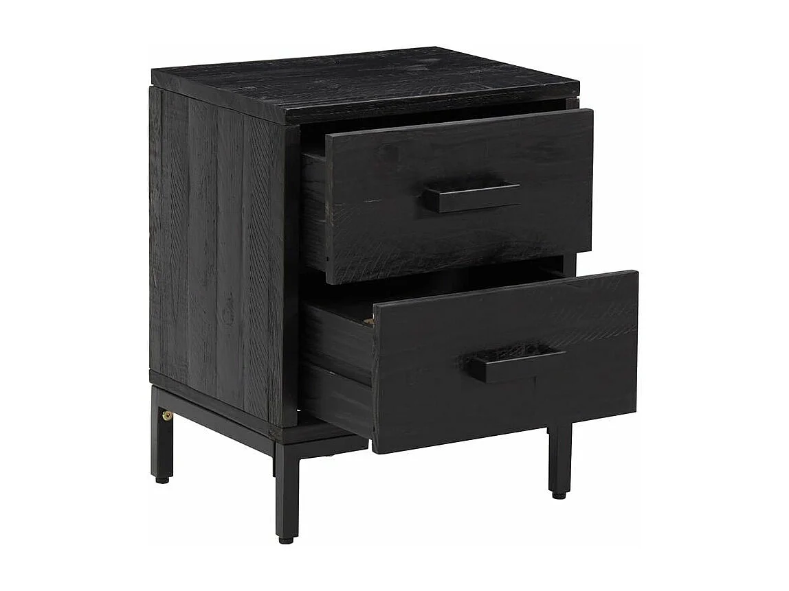 Table de chevet Noir 36x30x45 Bois de pin massif