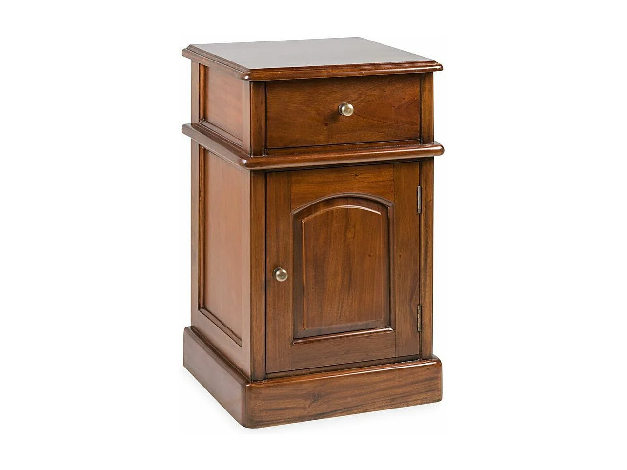 Table d'appoint en bois d'acajou marron 1 porte 1 tiroir Castle 40cm