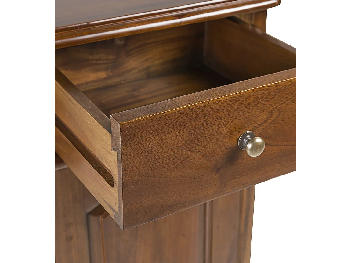 Table d'appoint en bois d'acajou marron 1 porte 1 tiroir Castle 40cm