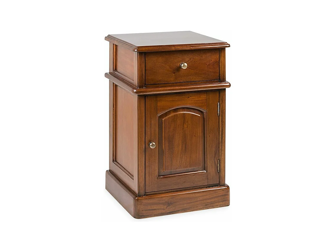 Table d'appoint en bois d'acajou marron 1 porte 1 tiroir Castle 40cm
