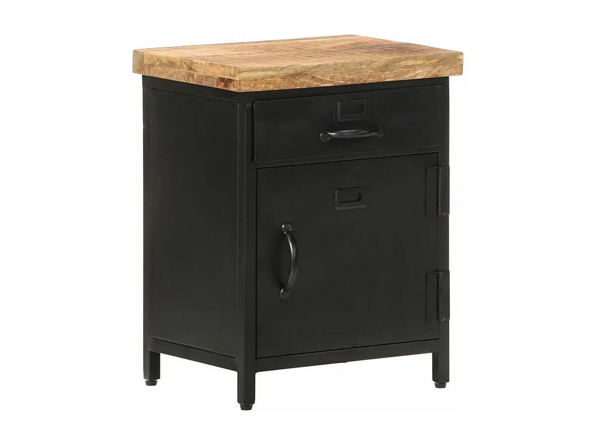 Table de chevet manguier massif clair et métal noir Tinno