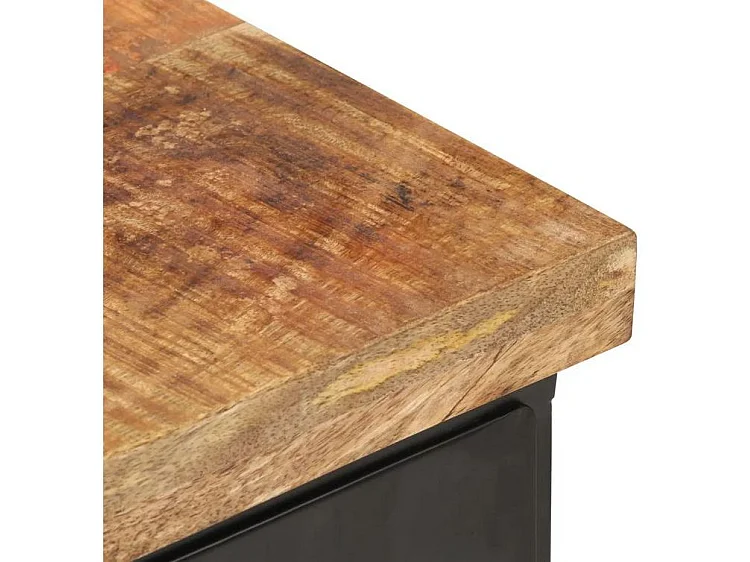 Table de chevet manguier massif clair et métal noir Tinno