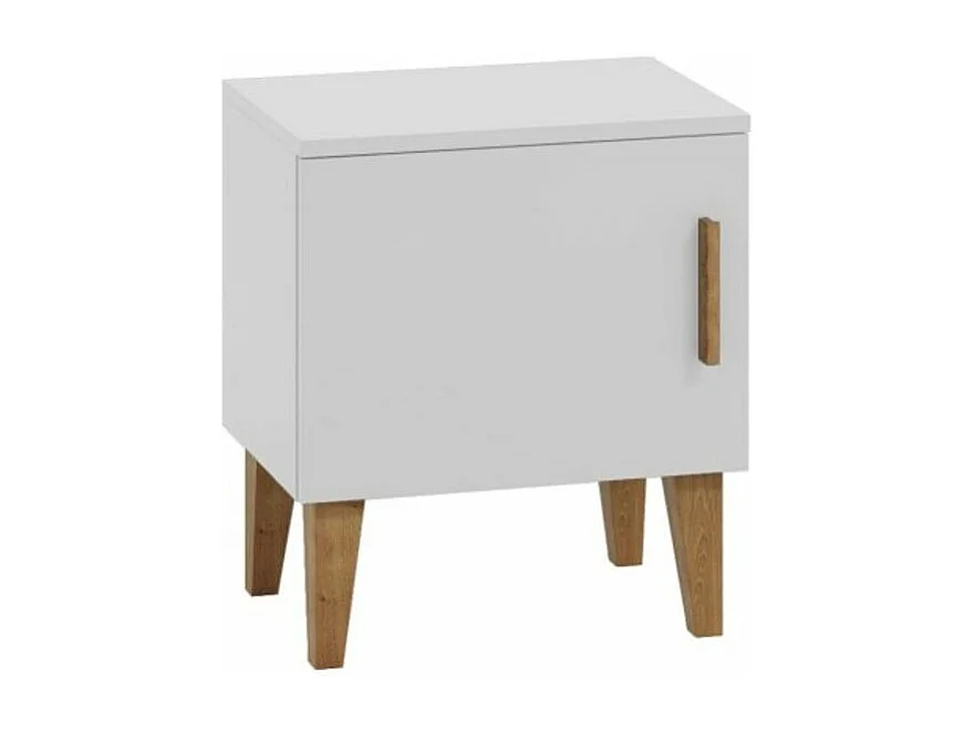 Chevet enfant blanc et pieds en bois de chêne Blanka