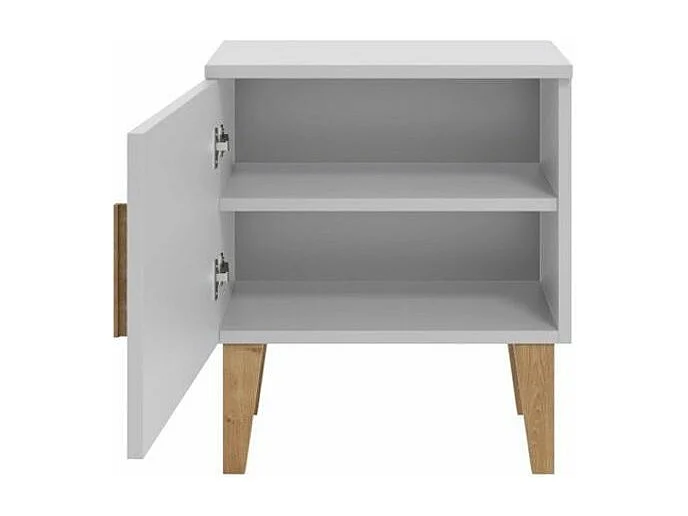 Chevet enfant blanc et pieds en bois de chêne Blanka