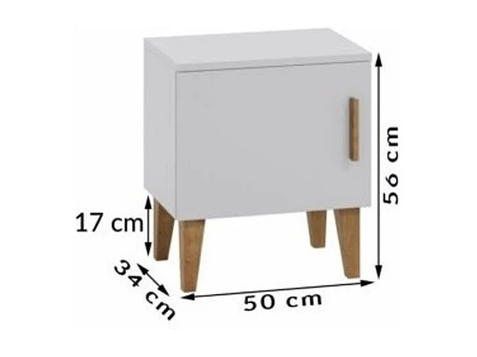 Chevet enfant blanc et pieds en bois de chêne Blanka