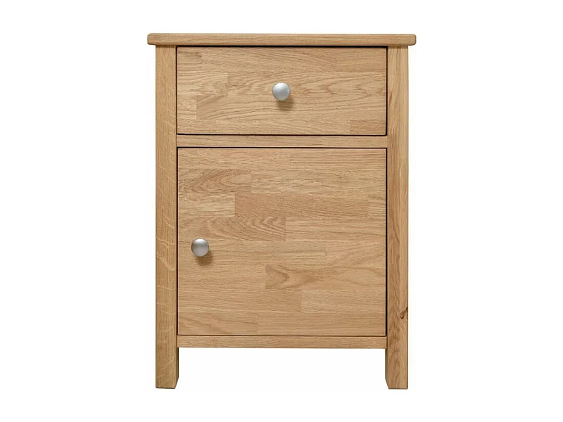 Chevet en bois de chêne massif naturel 1 porte 1 tiroir Rika