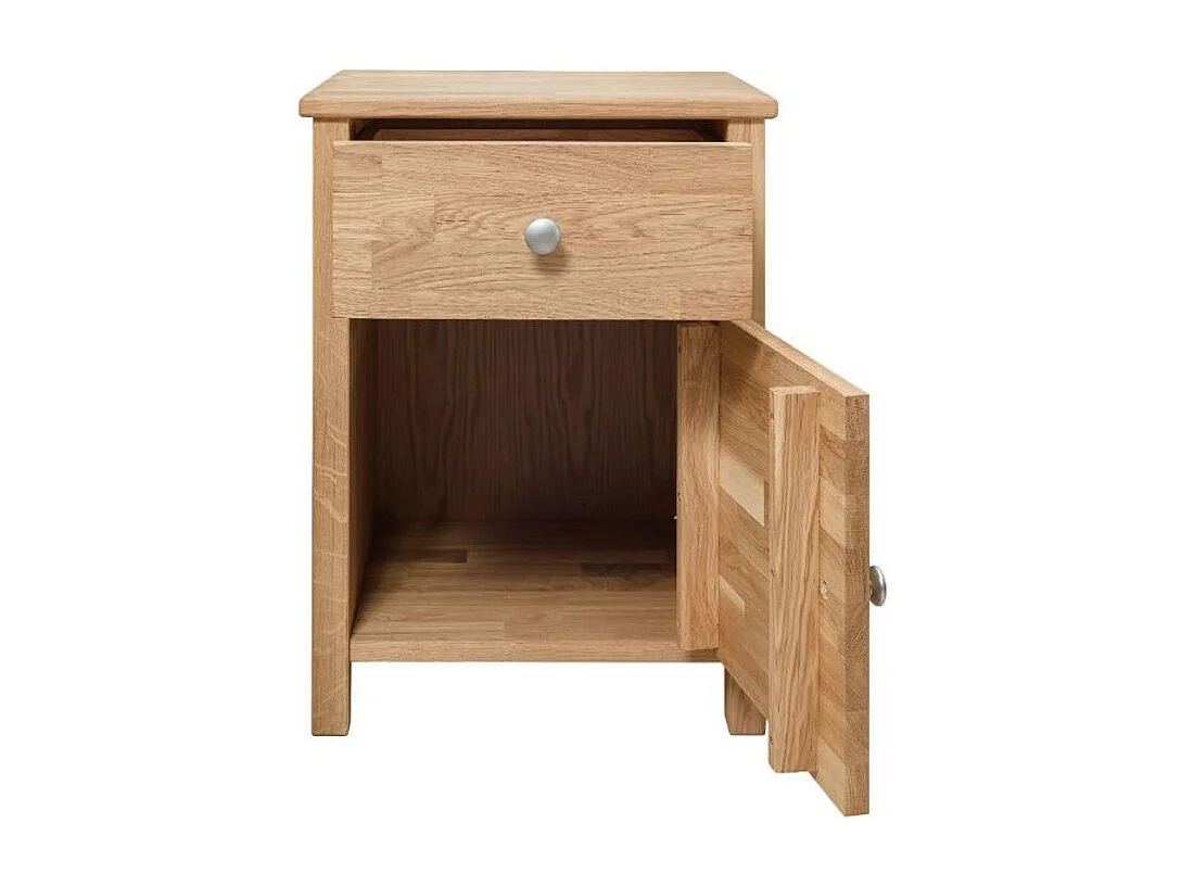 Chevet en bois de chêne massif naturel 1 porte 1 tiroir Rika