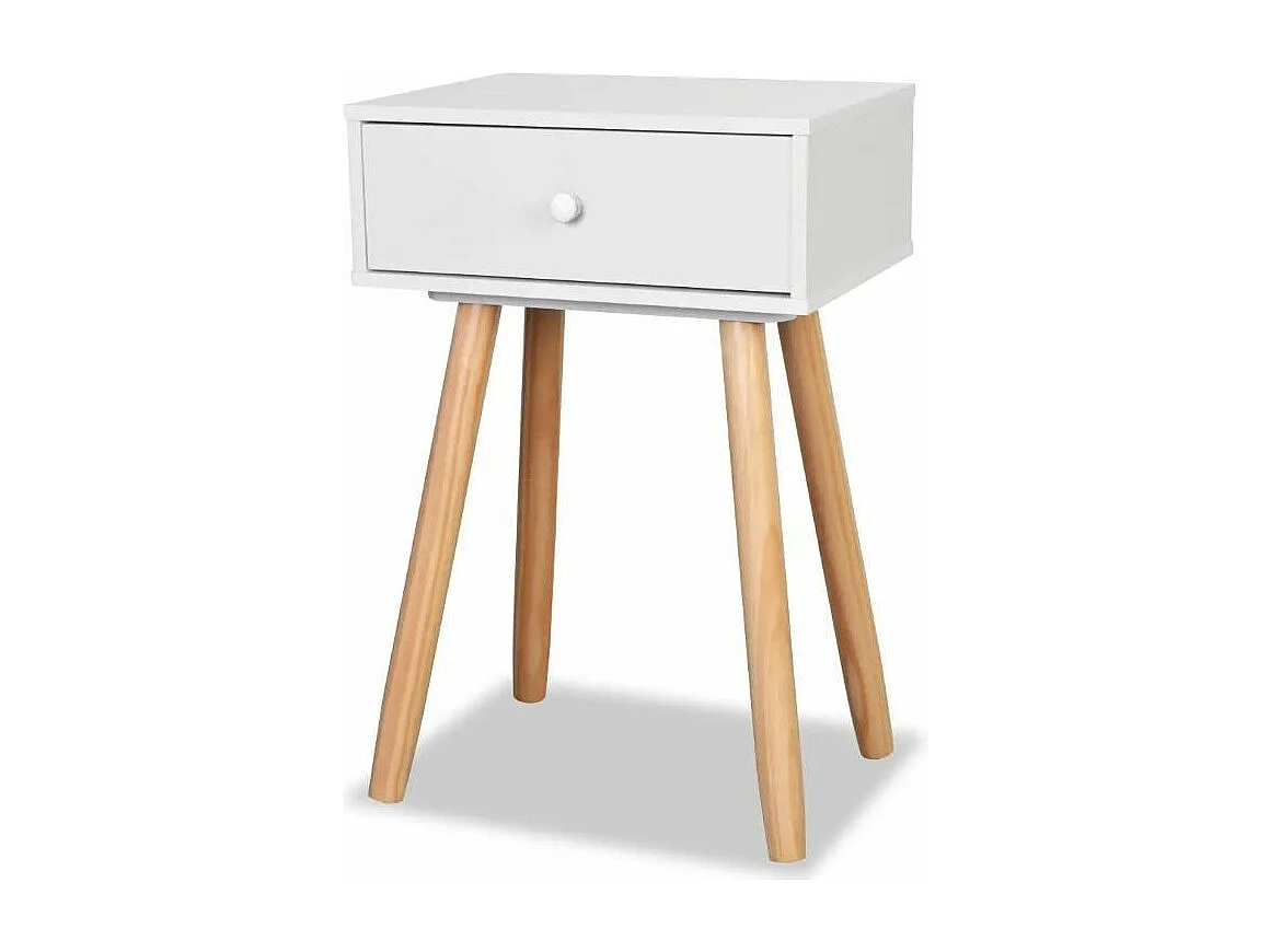 Chevet scandinave bois blanc et pieds pin clair Tonay - Lot de 2