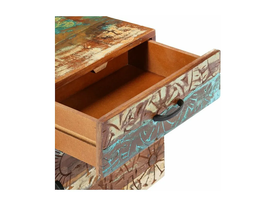 Table de chevet 1 porte 1 tiroir bois massif recyclé