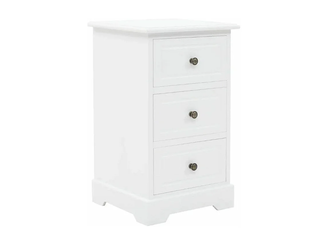 Table de chevet 3 tiroirs pin massif blanc Frenchy