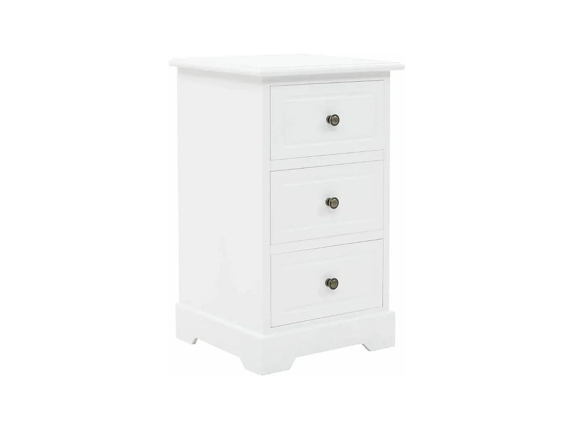 Table de chevet 3 tiroirs pin massif blanc Frenchy