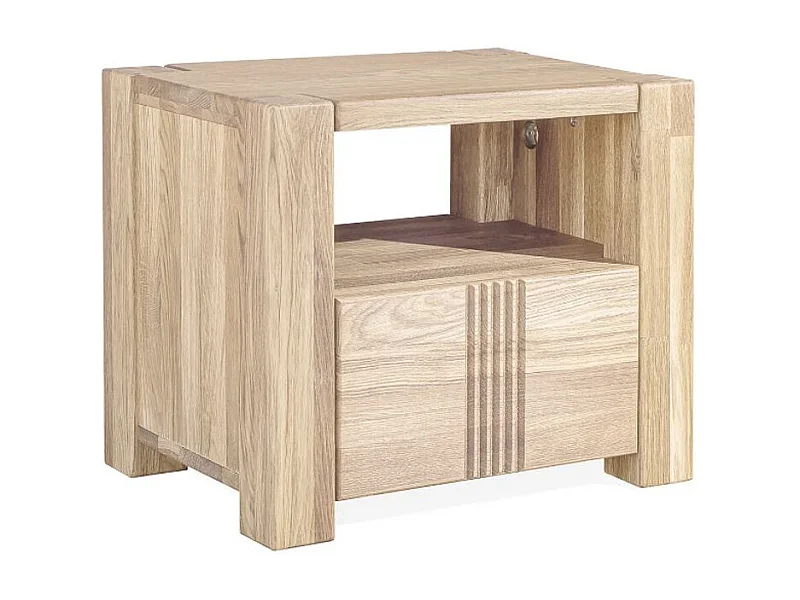 Meuble en bois de chêne massif blanchi 1 tiroir Valoria 53cm