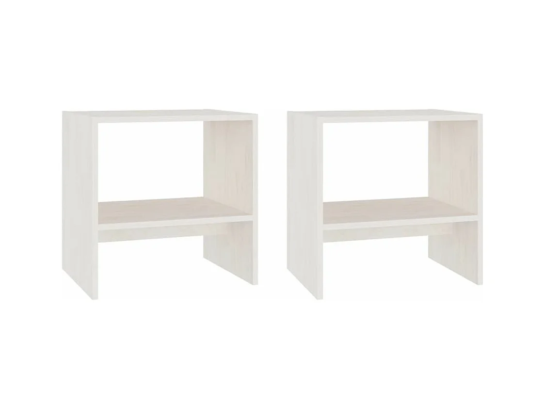 Tables de chevet 2 pcs Blanc 40x30,5x40 Bois de pin massif