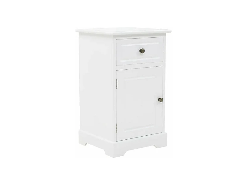 Table de chevet 1 tiroir et 1 porte pin massif blanc Frenchy