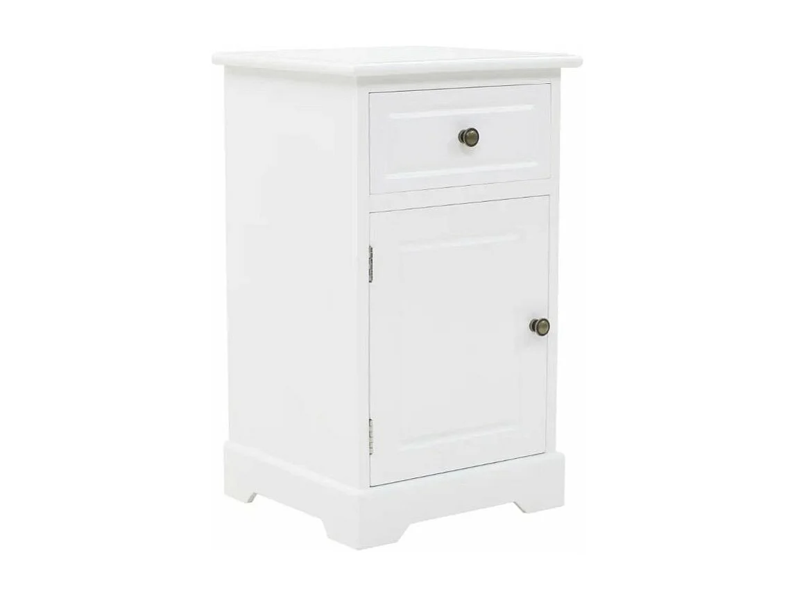 Table de chevet 1 tiroir et 1 porte pin massif blanc Frenchy