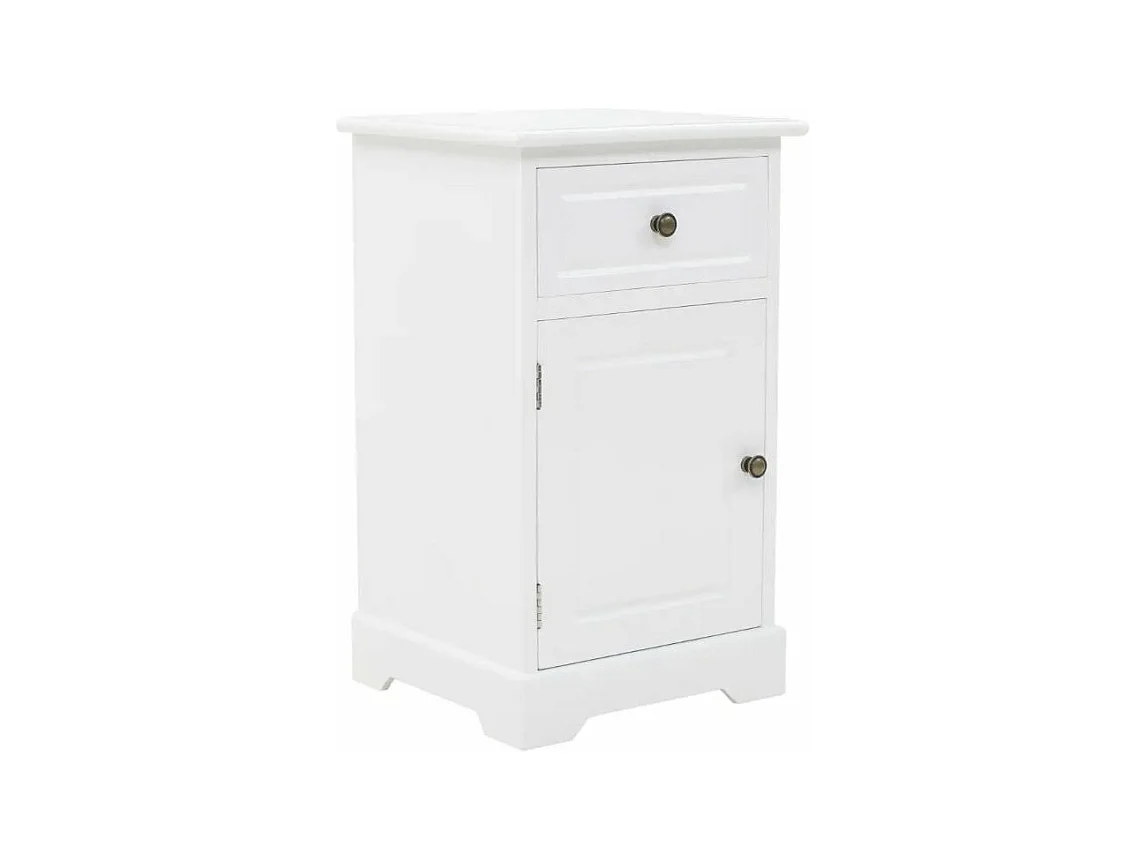 Table de chevet 1 tiroir et 1 porte pin massif blanc Frenchy