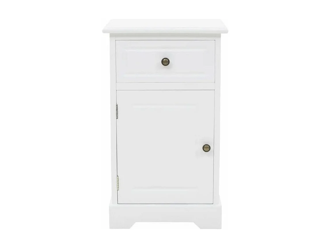 Table de chevet 1 tiroir et 1 porte pin massif blanc Frenchy