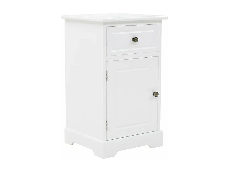 Table de chevet 1 tiroir et 1 porte pin massif blanc Frenchy