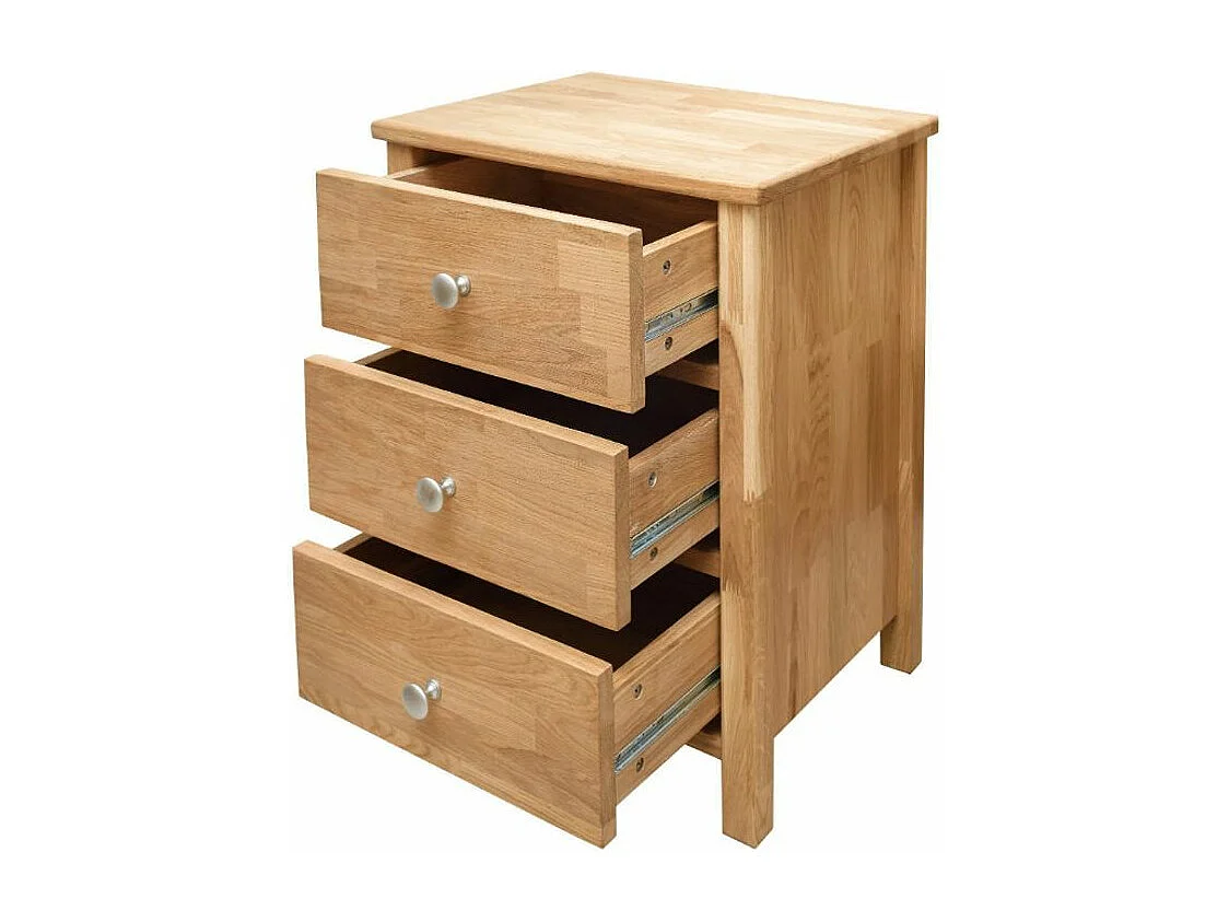 Chevet en bois de chêne massif naturel 3 tiroirs Rika