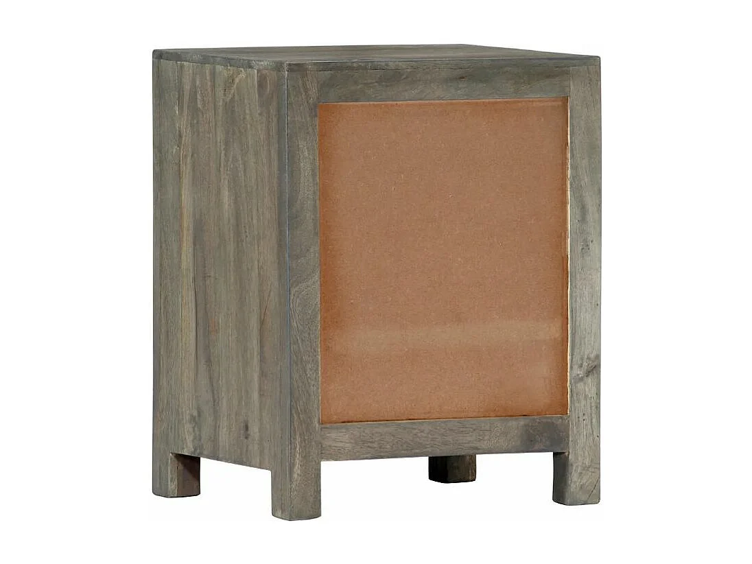 Table de chevet 2 tiroirs manguier massif gris et clair Misty