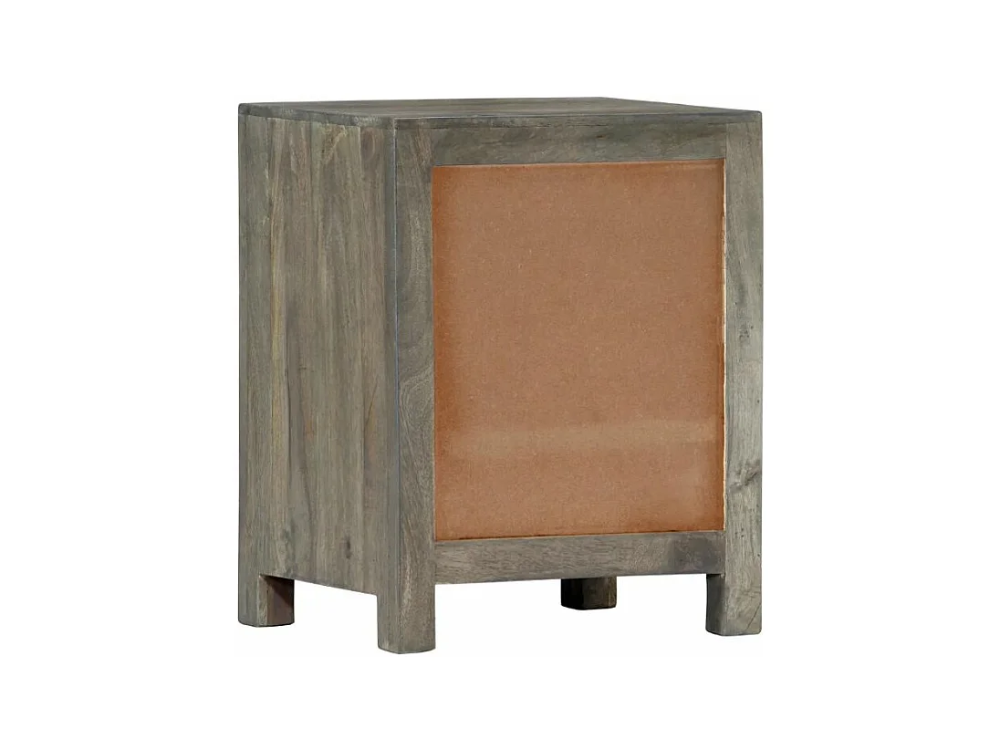 Table de chevet 2 tiroirs manguier massif gris et clair Misty