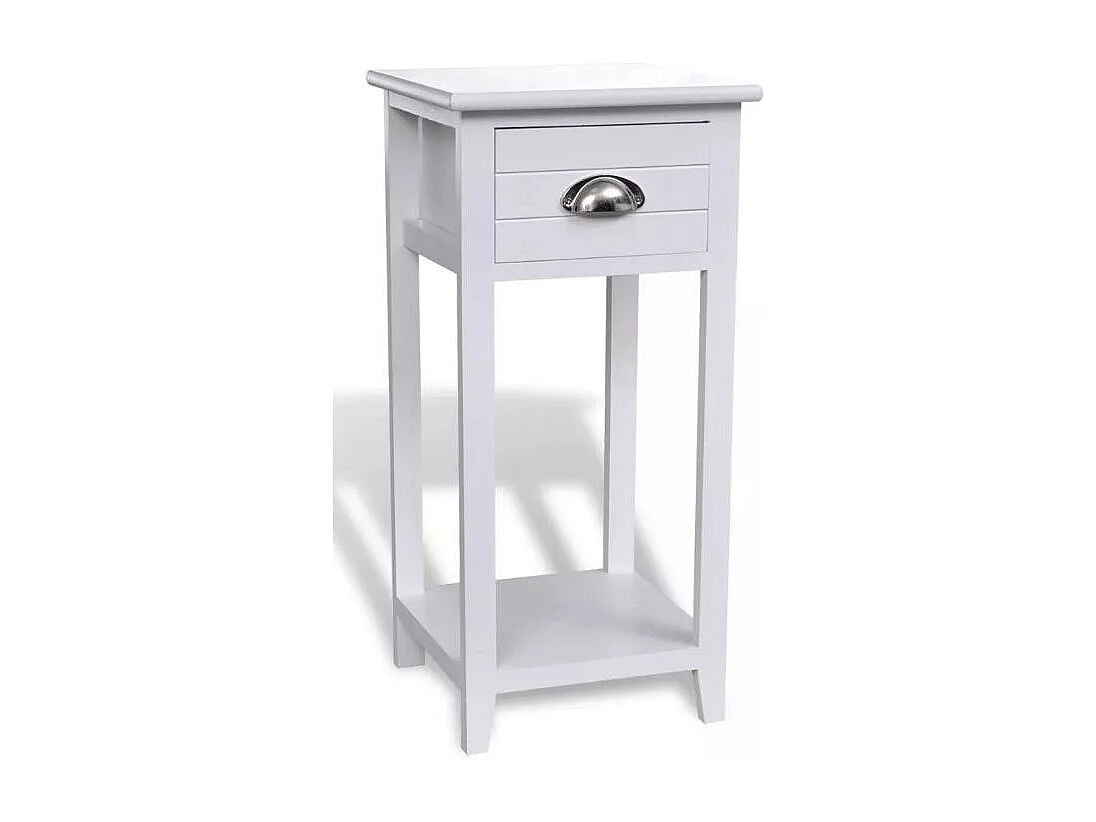 Table de chevet 1 tiroir bois paulownia blanc Laula