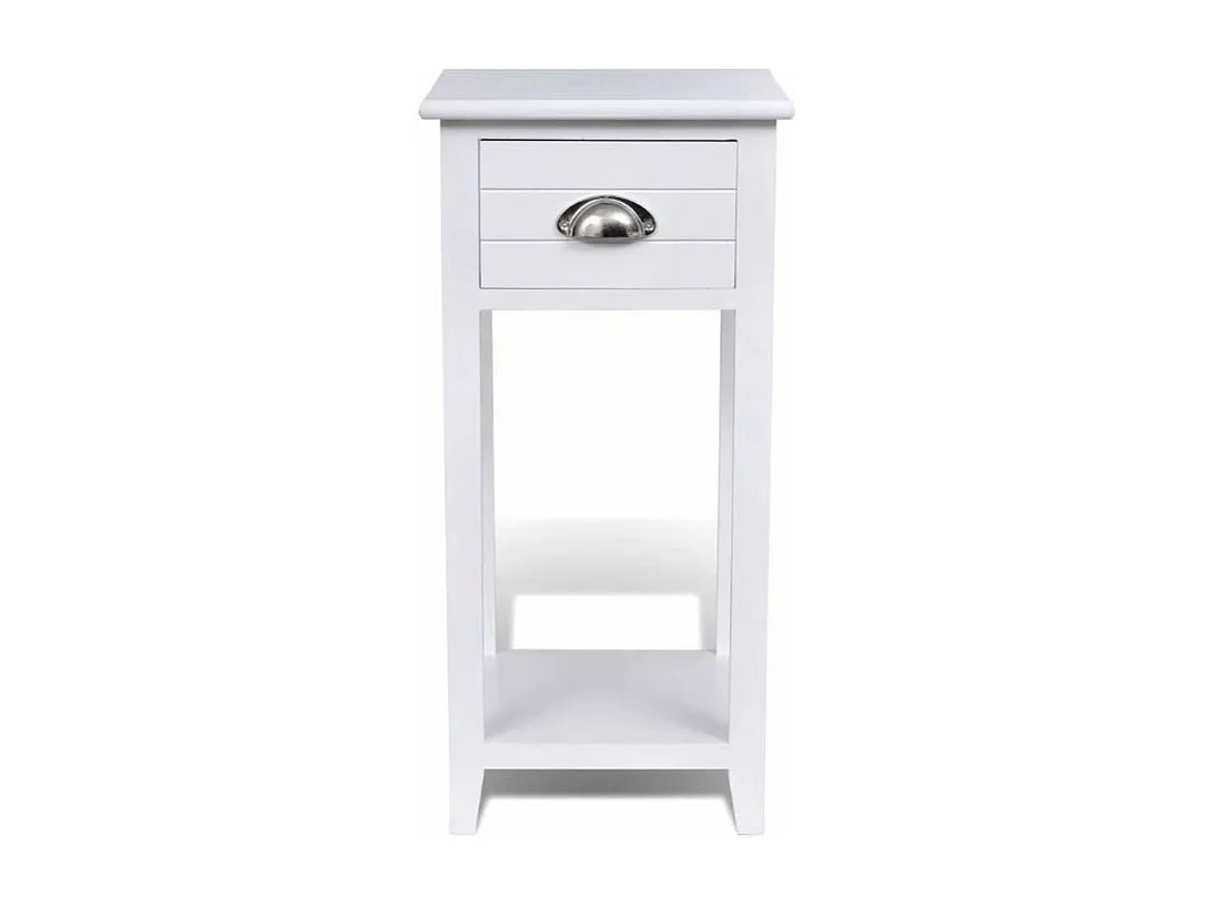 Table de chevet 1 tiroir bois paulownia blanc Laula