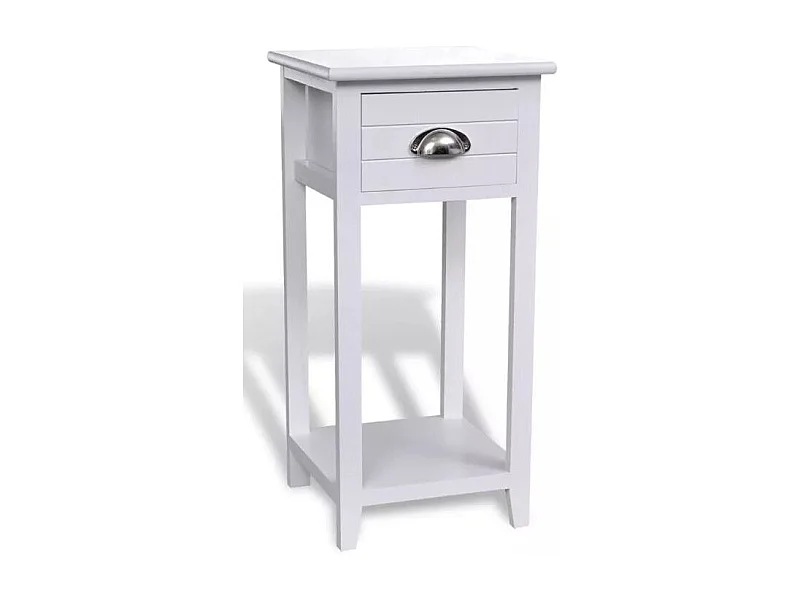 Table de chevet 1 tiroir bois paulownia blanc Laula