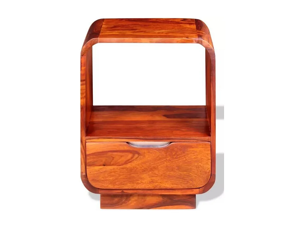 Table de chevet 1 tiroir et 1 niche sesham massif foncé Alam - Lot de 2