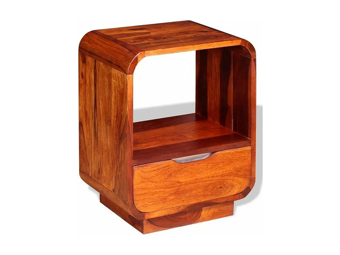 Table de chevet 1 tiroir et 1 niche sesham massif foncé Alam - Lot de 2