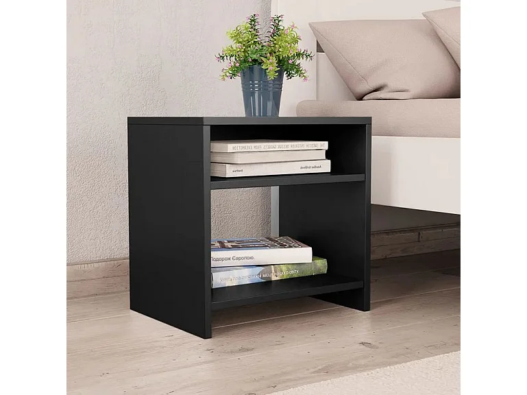 Table de chevet 2 étagères bois noir Fefi