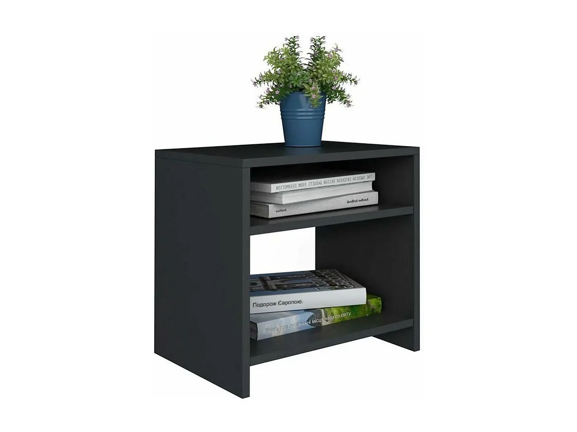 Table de chevet 2 étagères bois noir Fefi