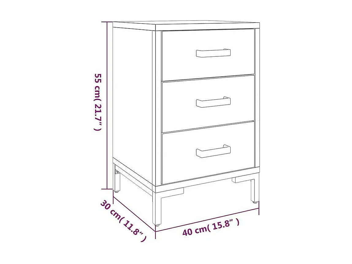 Table de chevet Noir 40x30x55 Bois de pin massif