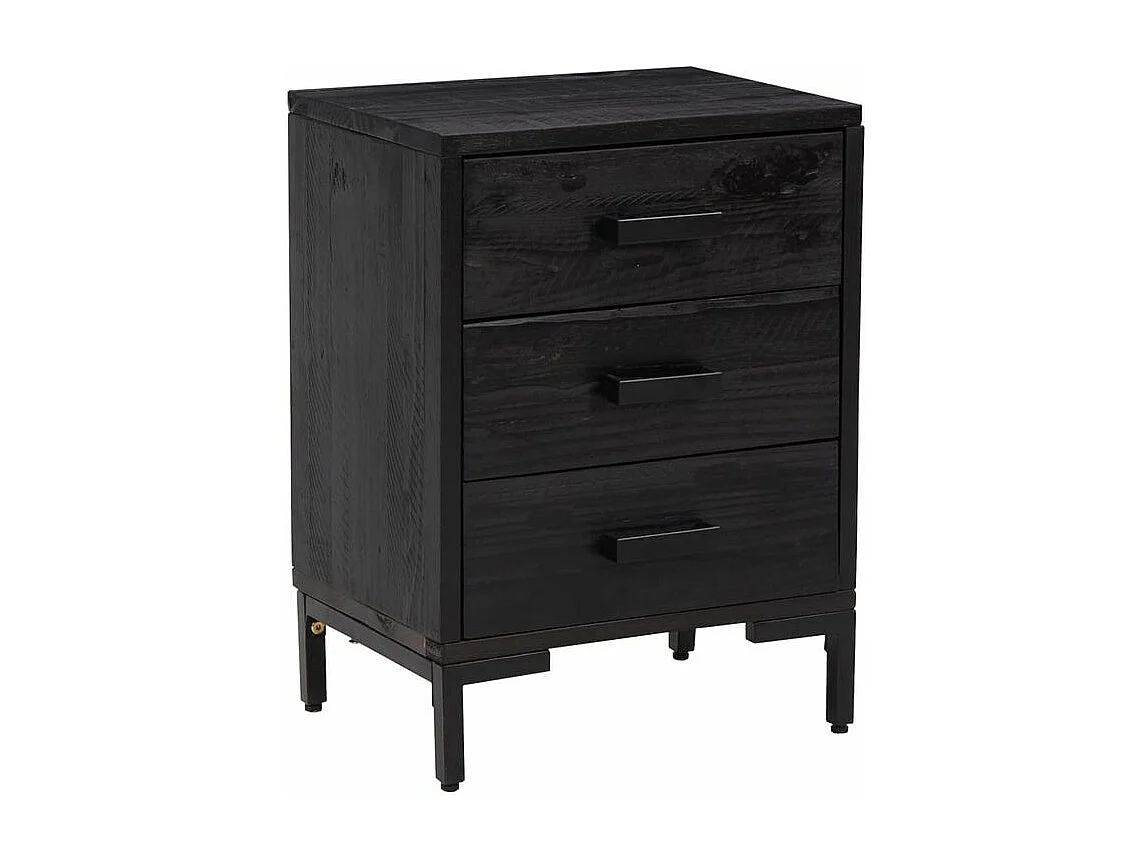 Table de chevet Noir 40x30x55 Bois de pin massif