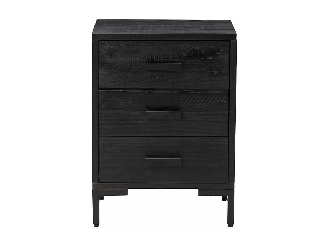 Table de chevet Noir 40x30x55 Bois de pin massif