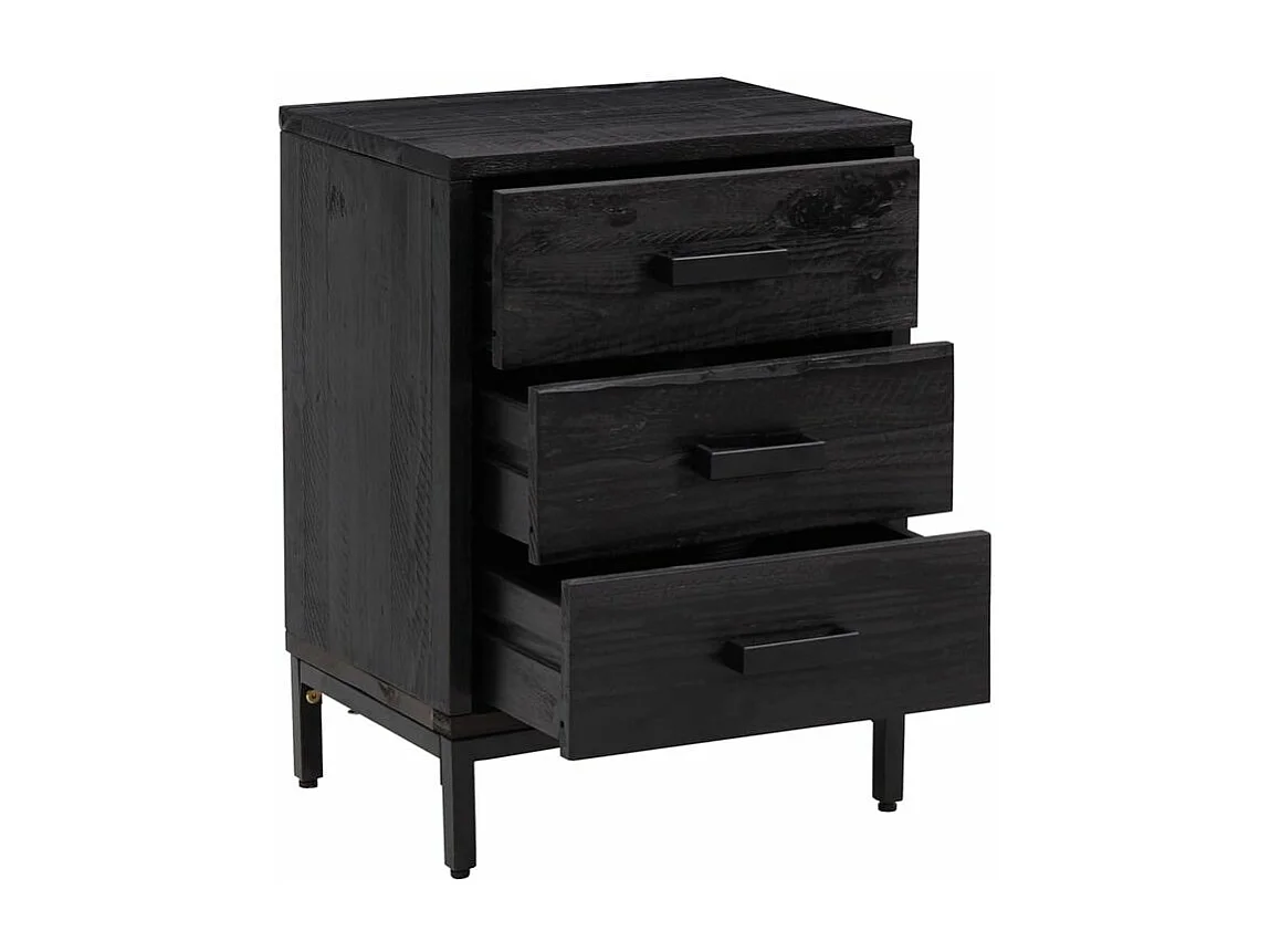 Table de chevet Noir 40x30x55 Bois de pin massif