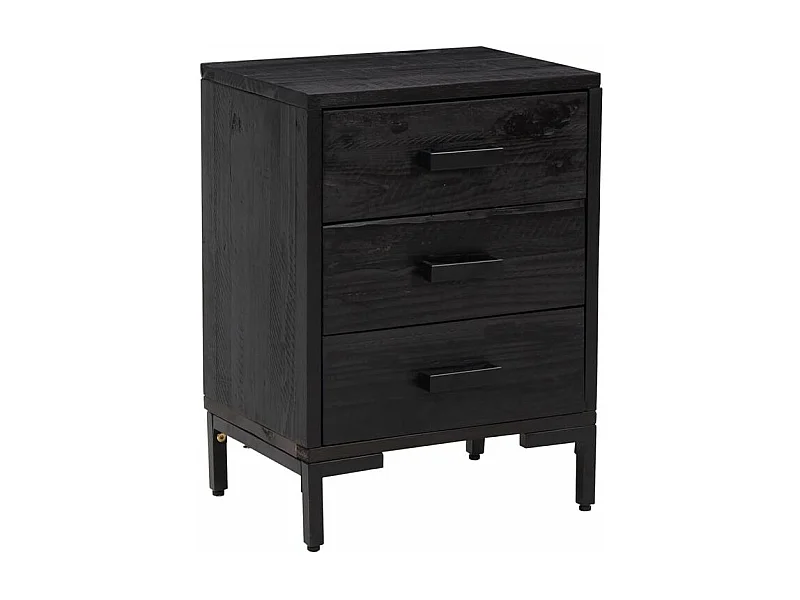 Table de chevet Noir 40x30x55 Bois de pin massif