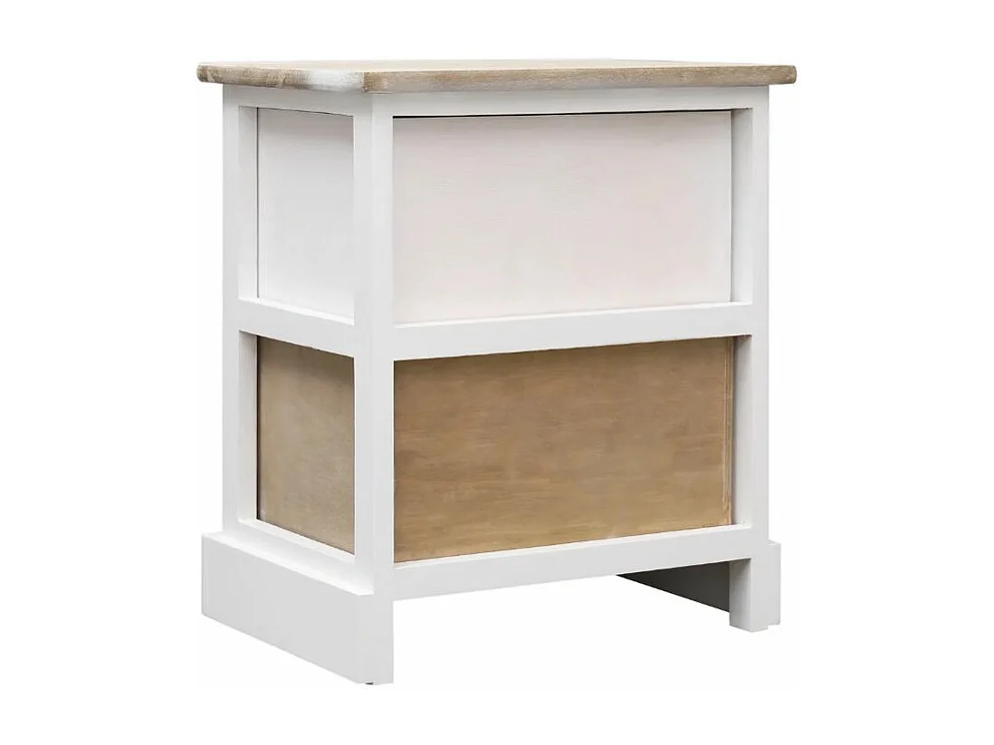 Table de chevet 2 tiroirs paulownia clair et blanc Amatar- Lot de 2