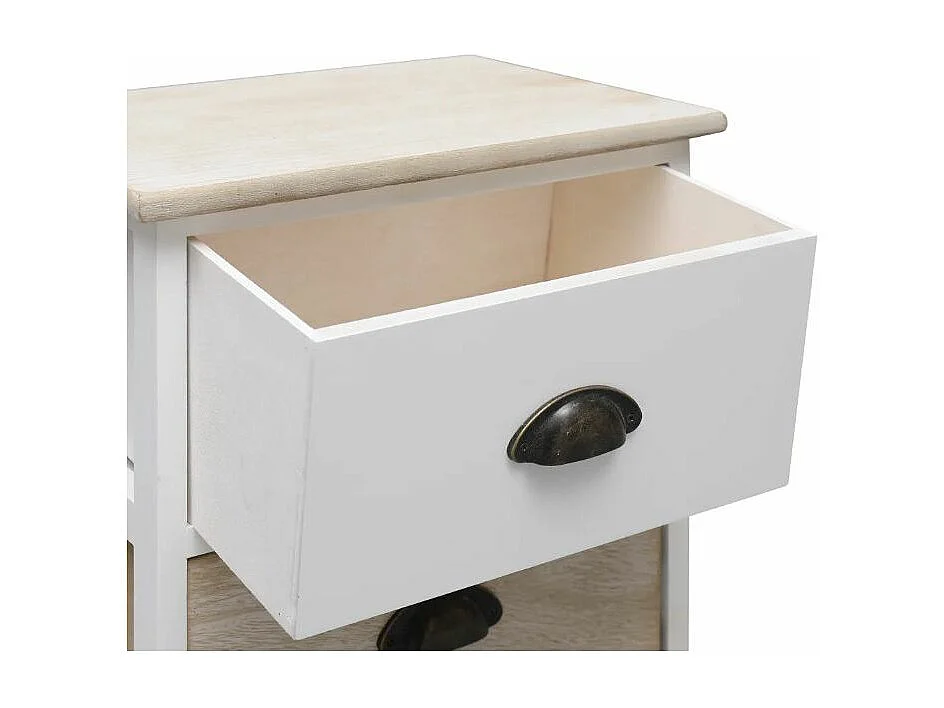 Table de chevet 2 tiroirs paulownia clair et blanc Amatar- Lot de 2