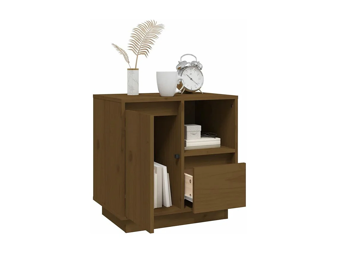 Tables de chevet 2pcs Marron miel 50x34x50 Bois de pin massif