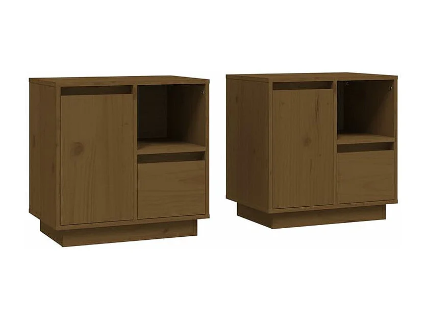 Tables de chevet 2pcs Marron miel 50x34x50 Bois de pin massif