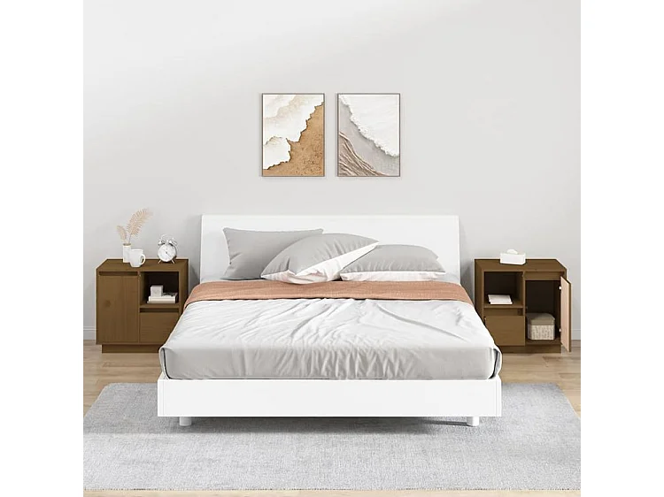 Tables de chevet 2pcs Marron miel 50x34x50 Bois de pin massif