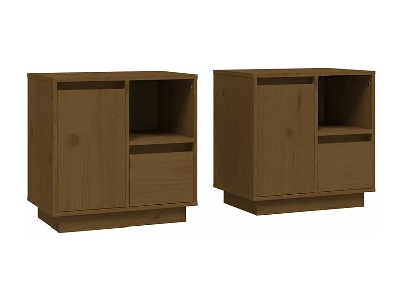 Tables de chevet 2pcs Marron miel 50x34x50 Bois de pin massif