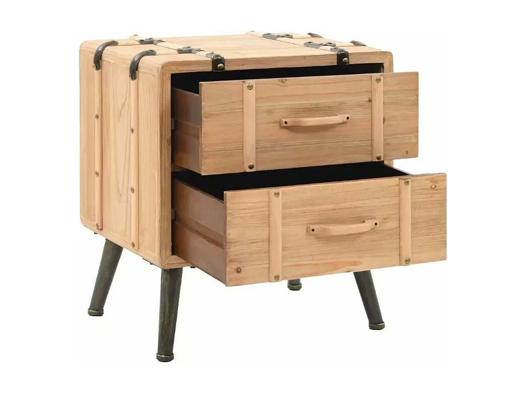 Table de chevet 2 tiroirs pin massif clair Stylie