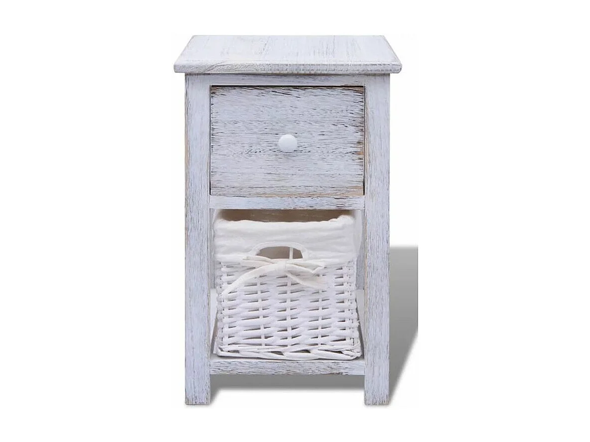 Table de chevet 1 tiroir et 1 panier paulownia massif clair Poupa