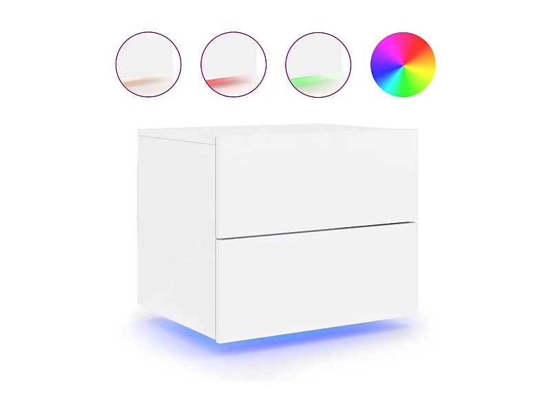 Table de chevet murale avec lumières LED blanc