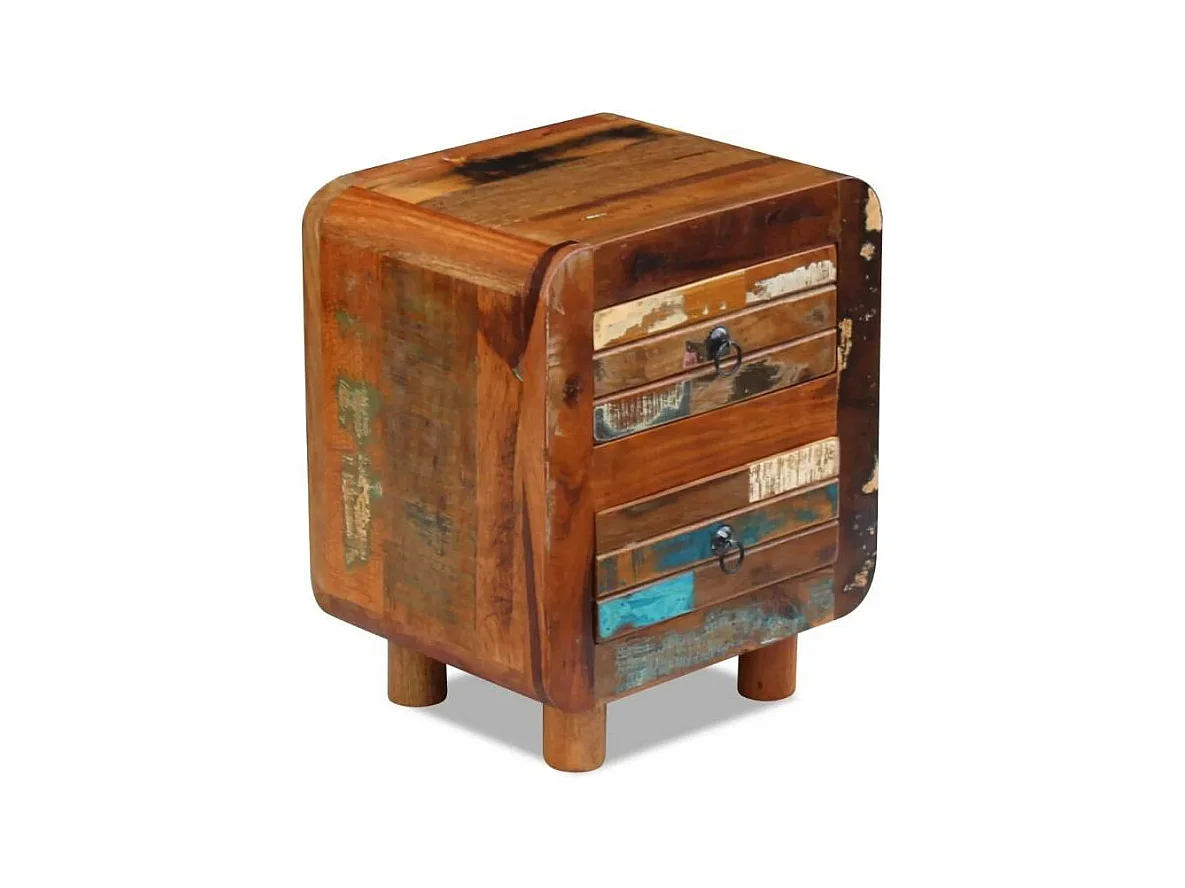 Table de chevet 2 tiroirs bois massif recyclé Moust 2