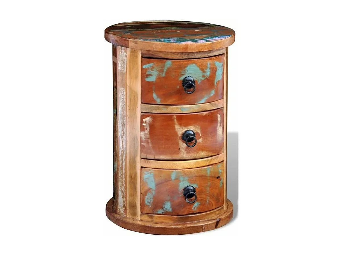 Table de chevet 3 tiroirs bois recyclé Moust
